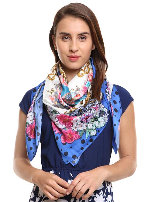 navy blue pure silk scarf - 16810132 - Very Small Image - 1