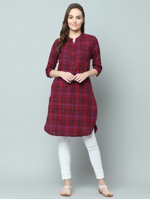 checkered straight kurta - 16810544 - Very Small Image - 1
