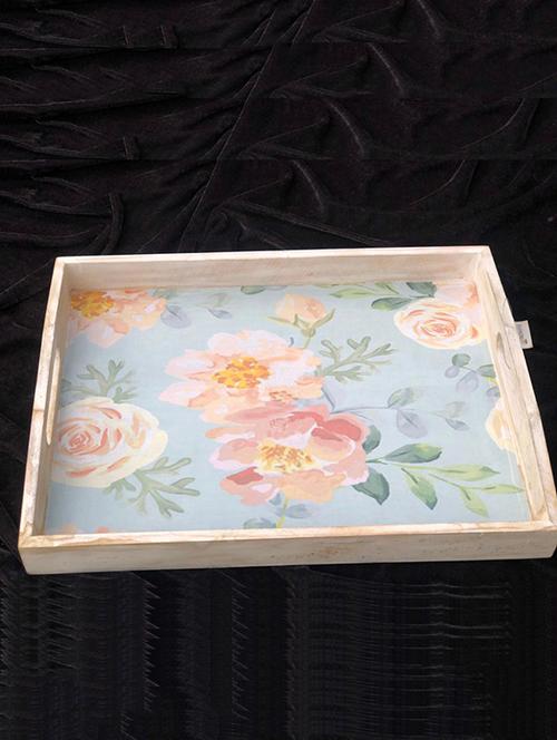 wooden floral serving tray - 16810961 - Very Small Image - 1
