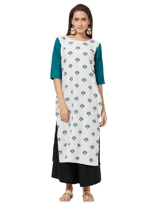 floral straight kurta - 16811073 - Very Small Image - 1