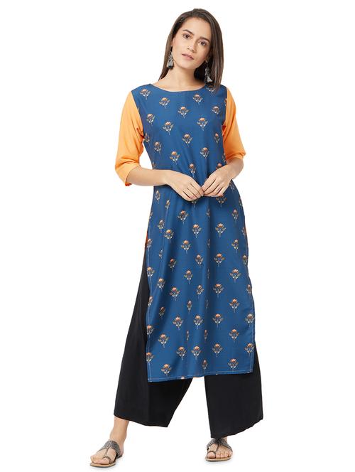 floral straight kurta - 16811074 - Very Small Image - 1
