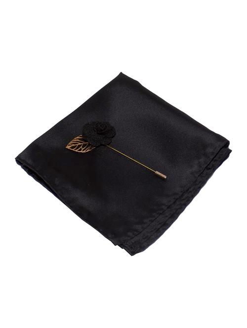 black polyester pocketsquare with lapelpins - 16811245 - Very Small Image - 1
