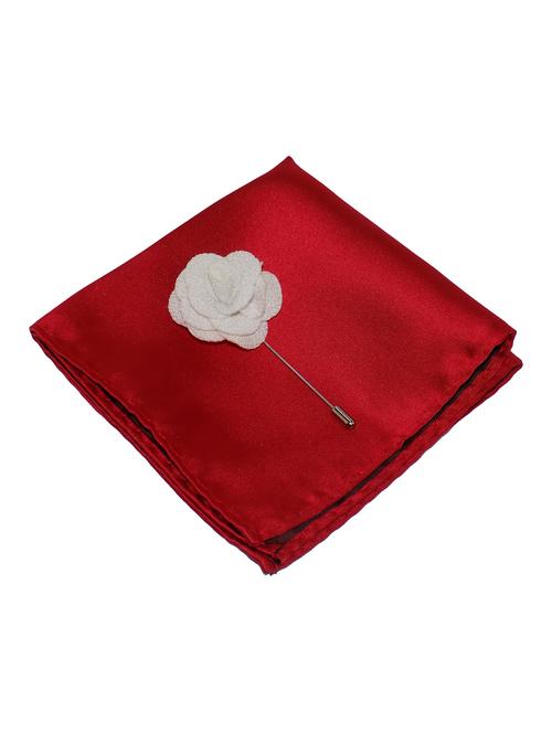 red polyester pocketsquare with lapelpin - 16811252 - Very Small Image - 1