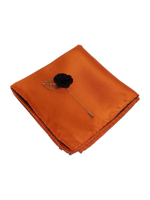 orange polyester pocketsquare with lapelpin - 16811259 - Very Small Image - 1