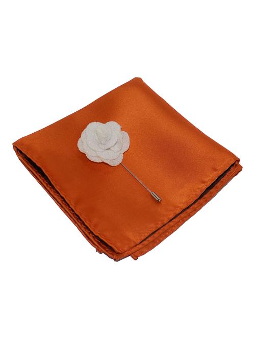 orange polyester pocketsquare with lapelpin - 16811260 - Very Small Image - 1