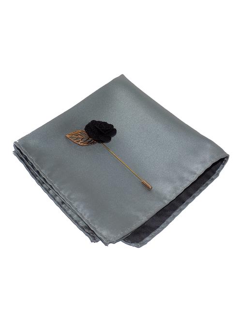 grey polyester pocketsquare with lapelpin - 16811276 - Very Small Image - 1