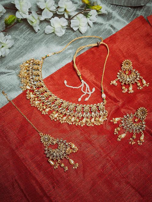 gold metal choker necklace - 16811664 - Very Small Image - 1