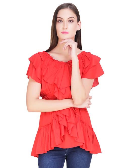 round neck ruffled top - 16811778 - Very Small Image - 1