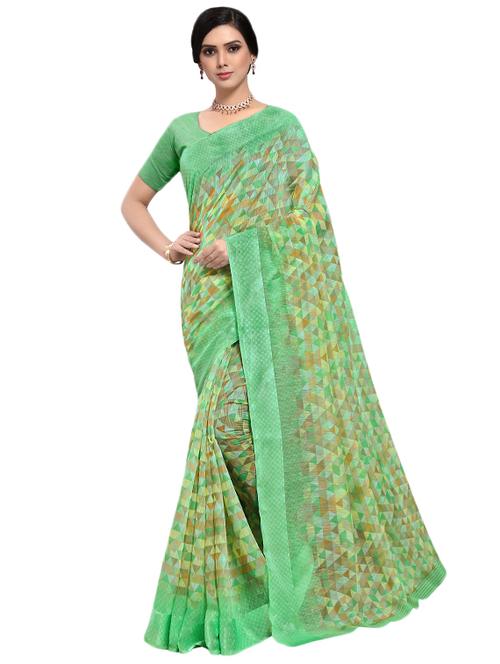 geometric printed saree with blouse - 16812181 - Very Small Image - 1
