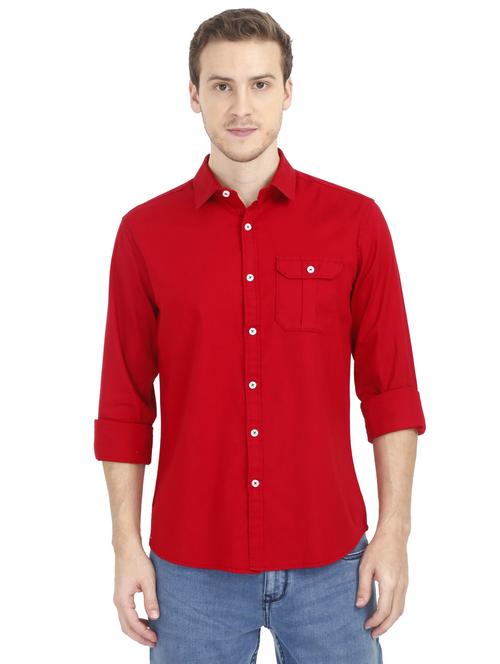 red solid casual shirt - 16813035 - Very Small Image - 1