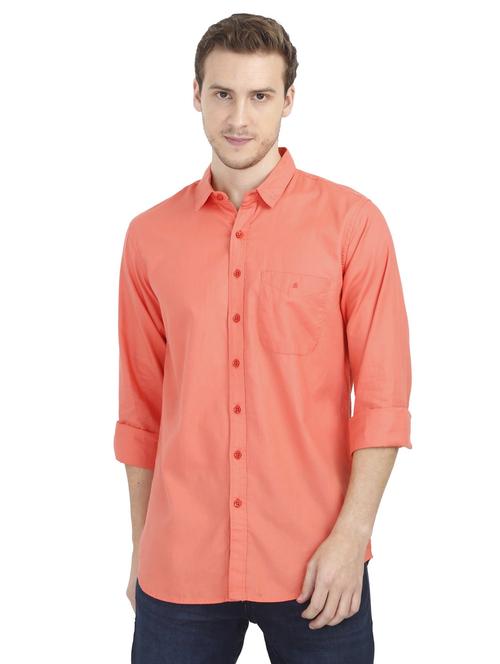 orange solid casual shirt - 16813044 - Very Small Image - 1