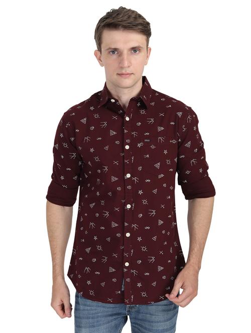 red geometric print casual shirt - 16813090 - Very Small Image - 1