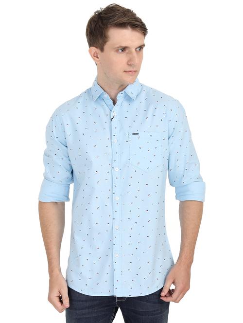light blue printed casual shirt - 16813095 - Very Small Image - 1