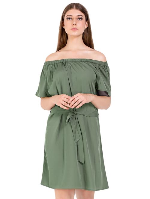 off shoulder tie front a-line dress - 16813414 - Very Small Image - 1