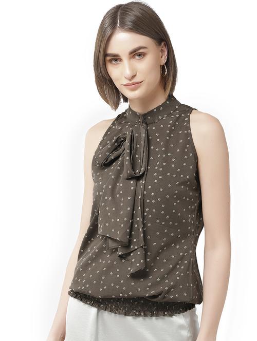 tie up neck blouson top - 16813659 - Very Small Image - 1