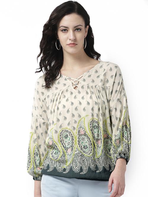 cris cross neck blouson top - 16813662 - Very Small Image - 1