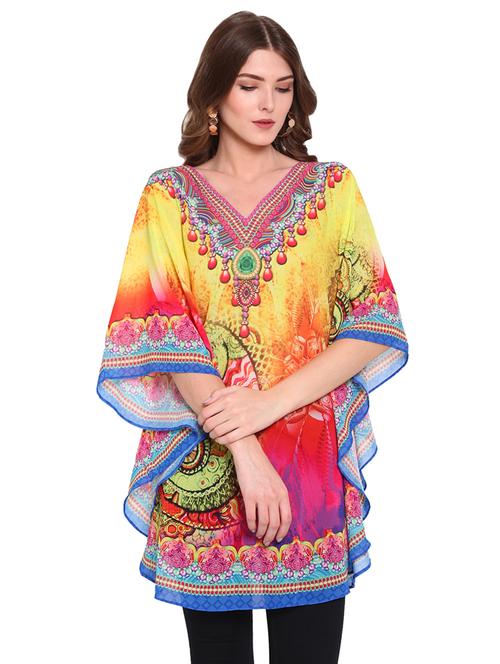 v-neck printed coverup - 16813669 - Very Small Image - 1