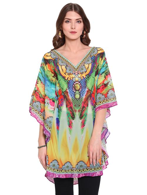 v-neck printed coverup - 16813674 - Very Small Image - 1