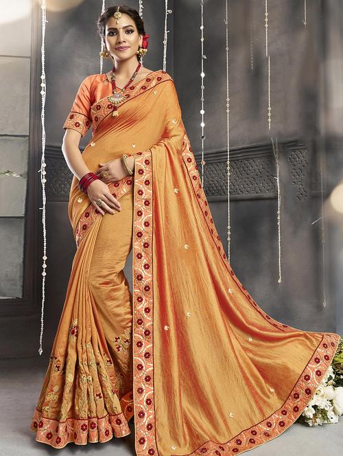 floral embroidered saree with blouse - 16813893 - Very Small Image - 1