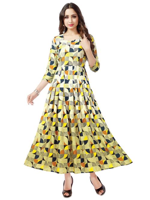 geometric print flared ethnic dress - 16813960 - Very Small Image - 1
