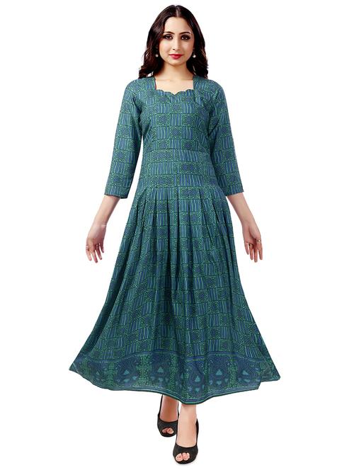 printed flared ethnic dress - 16813963 - Very Small Image - 1