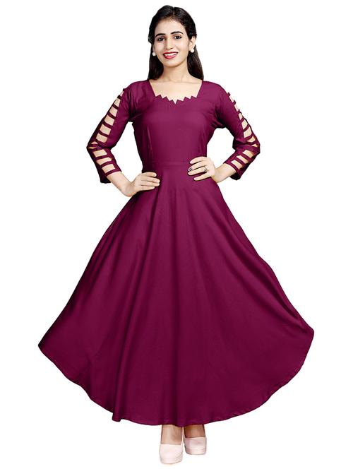 solid flared ethnic dress - 16813980 - Very Small Image - 1