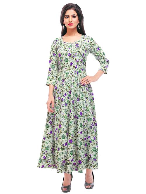 floral flared ethnic dress - 16813994 - Very Small Image - 1