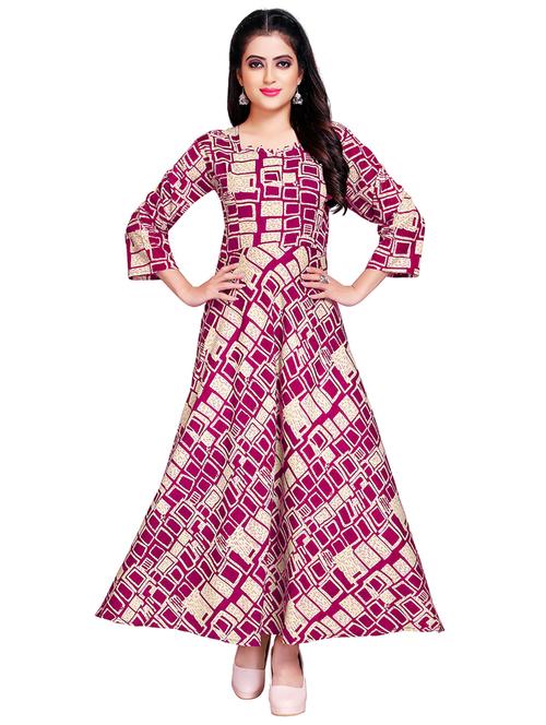 geometric print flared ethnic dress - 16813999 - Very Small Image - 1
