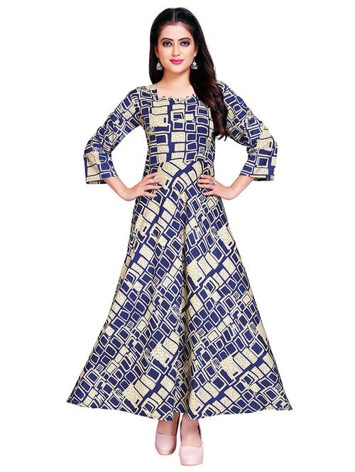 geometric print flared ethnic dress - 16814001 - Very Small Image - 1