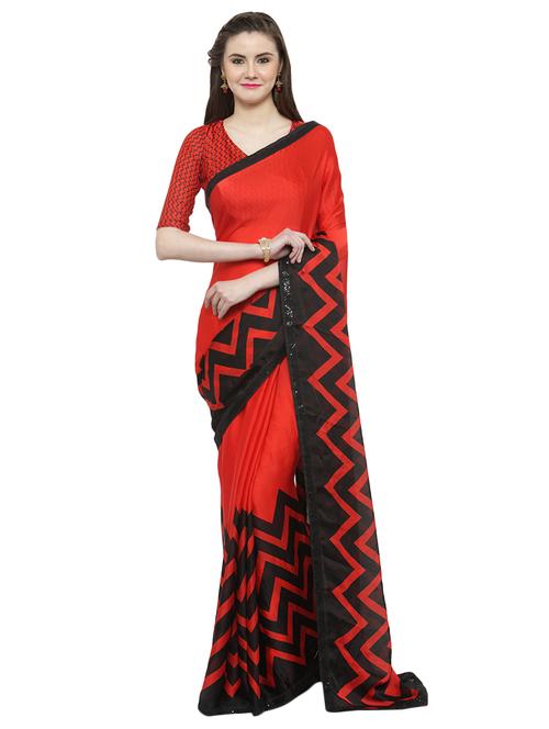 chevron printed saree with blouse - 16814148 - Very Small Image - 1