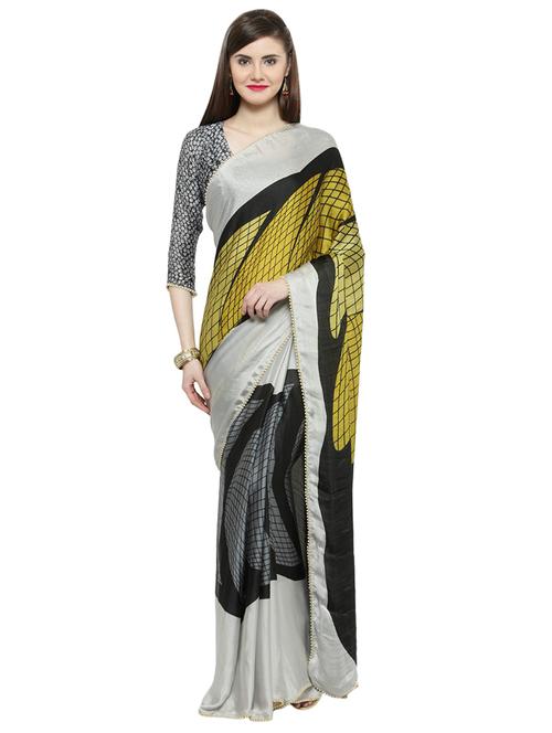 check printed saree with blouse - 16814156 - Very Small Image - 1