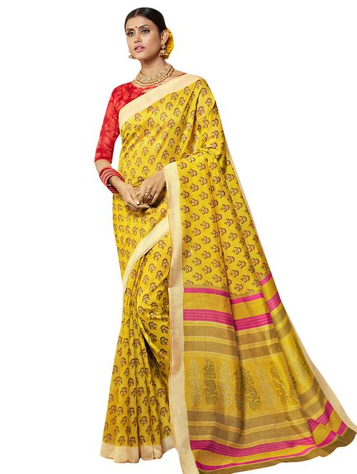 floral printed saree with blouse - 16814188 - Very Small Image - 1