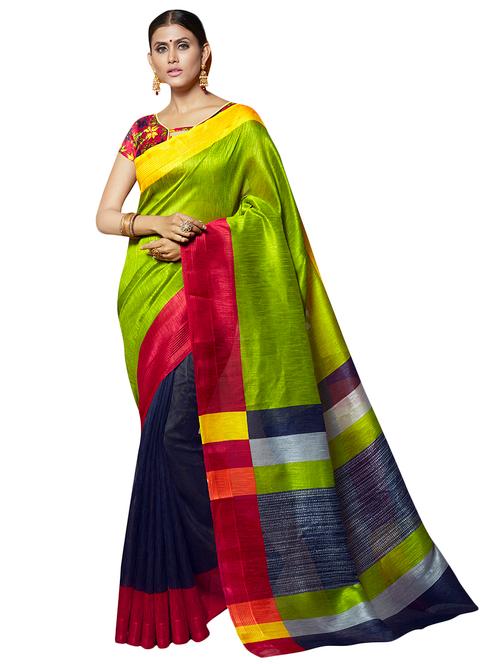 solid half & half saree with blouse - 16814192 - Very Small Image - 1