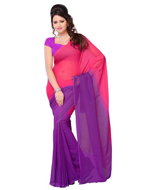 plain ombre saree with blouse - 16814208 - Very Small Image - 1