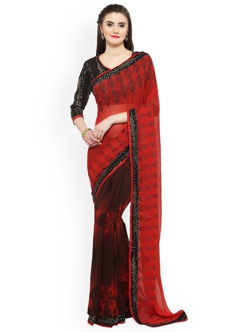 geometrical printed saree with blouse - 16814231 - Very Small Image - 1
