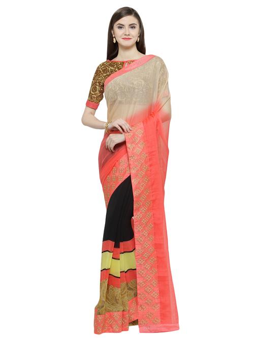 solid bordered saree with blouse - 16814288 - Very Small Image - 1