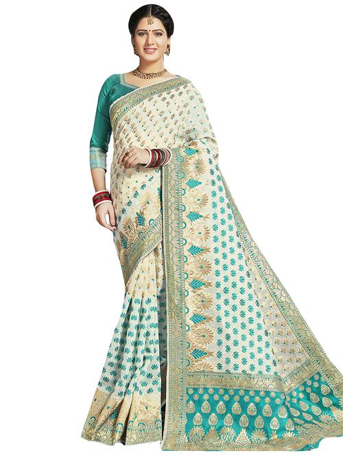 floral printed saree with blouse - 16814346 - Very Small Image - 1