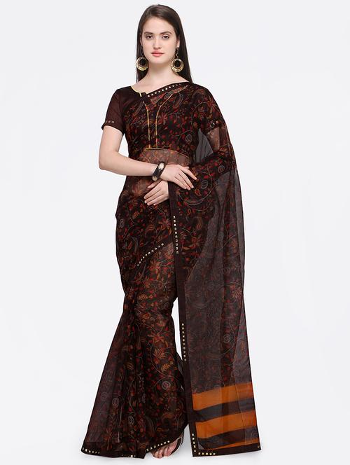 floral bordered saree with blouse - 16814376 - Very Small Image - 1