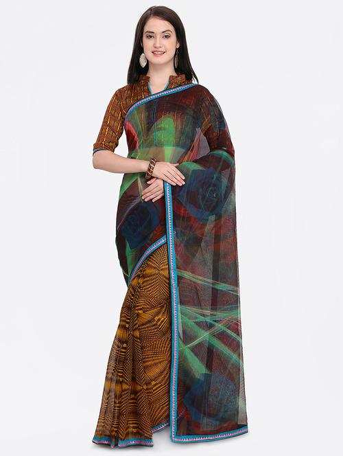 floral bordered saree with blouse - 16814377 - Very Small Image - 1