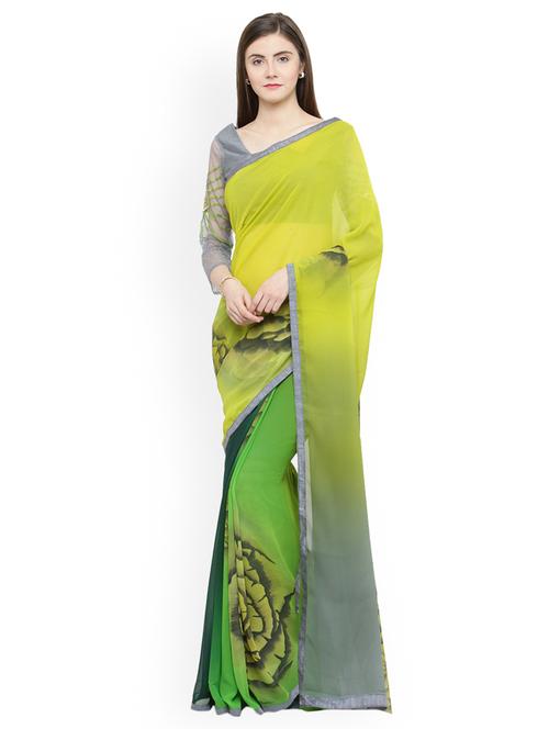 floral printed saree with blouse - 16814443 - Very Small Image - 1
