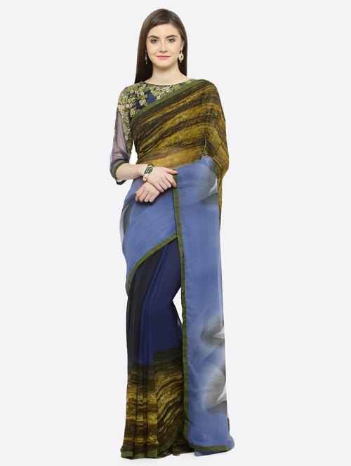 floral bordered saree with blouse - 16814453 - Very Small Image - 1