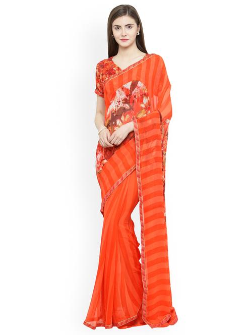 floral printed saree with blouse - 16814458 - Very Small Image - 1