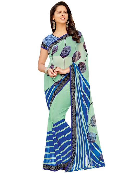 floral printed saree with blouse - 16814459 - Very Small Image - 1
