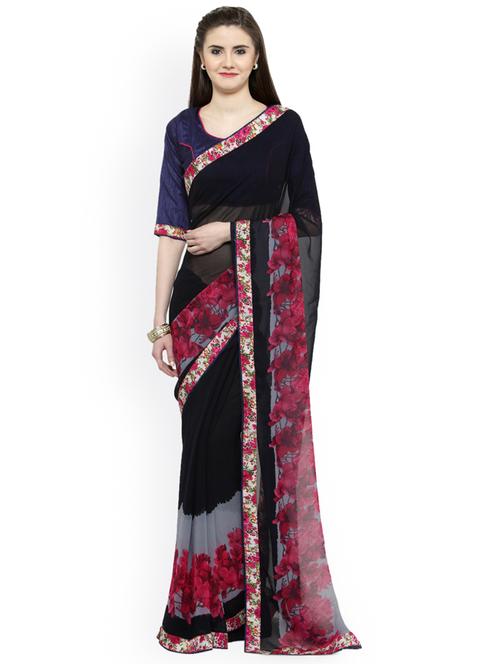 floral printed saree with blouse - 16814480 - Very Small Image - 1