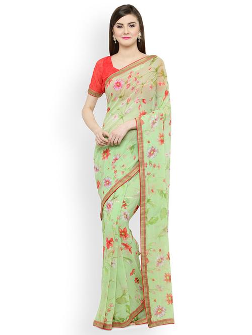 floral bordered saree with blouse - 16814501 - Very Small Image - 1