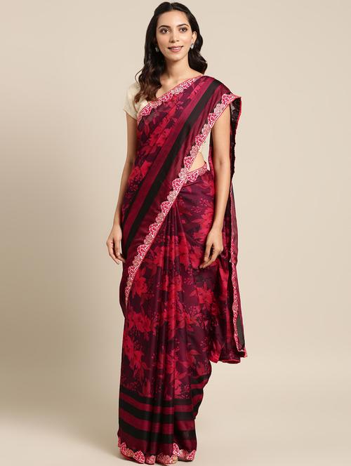 floral printed saree with blouse - 16814580 - Very Small Image - 1