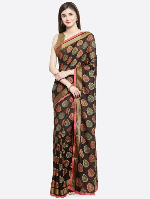 floral woven saree with blouse - 16814586 - Very Small Image - 1
