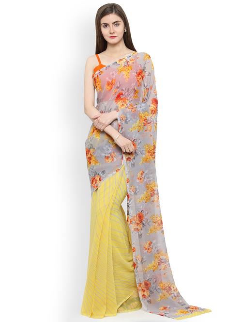 floral printed saree with blouse - 16814714 - Very Small Image - 1