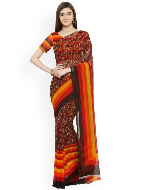 printed woven saree with blouse - 16814740 - Very Small Image - 1