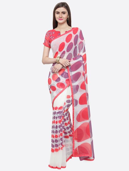 printed woven saree with blouse - 16814754 - Very Small Image - 1